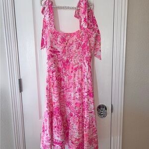 Lilly Pulitzer M Kailua Smocked Peony Pink Seaside Dress